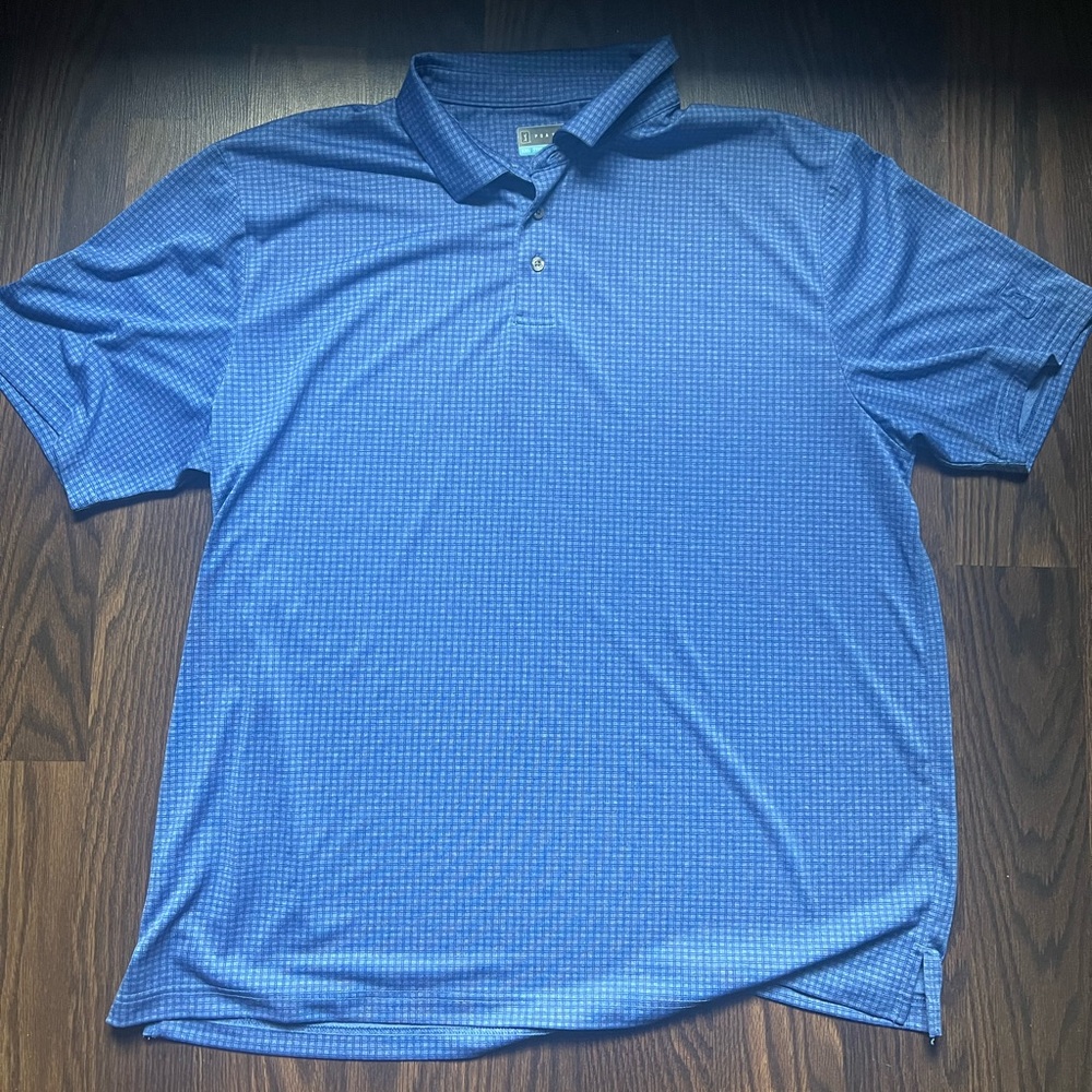 PGA TOUR MENS XXL BLUE PLAID POLO